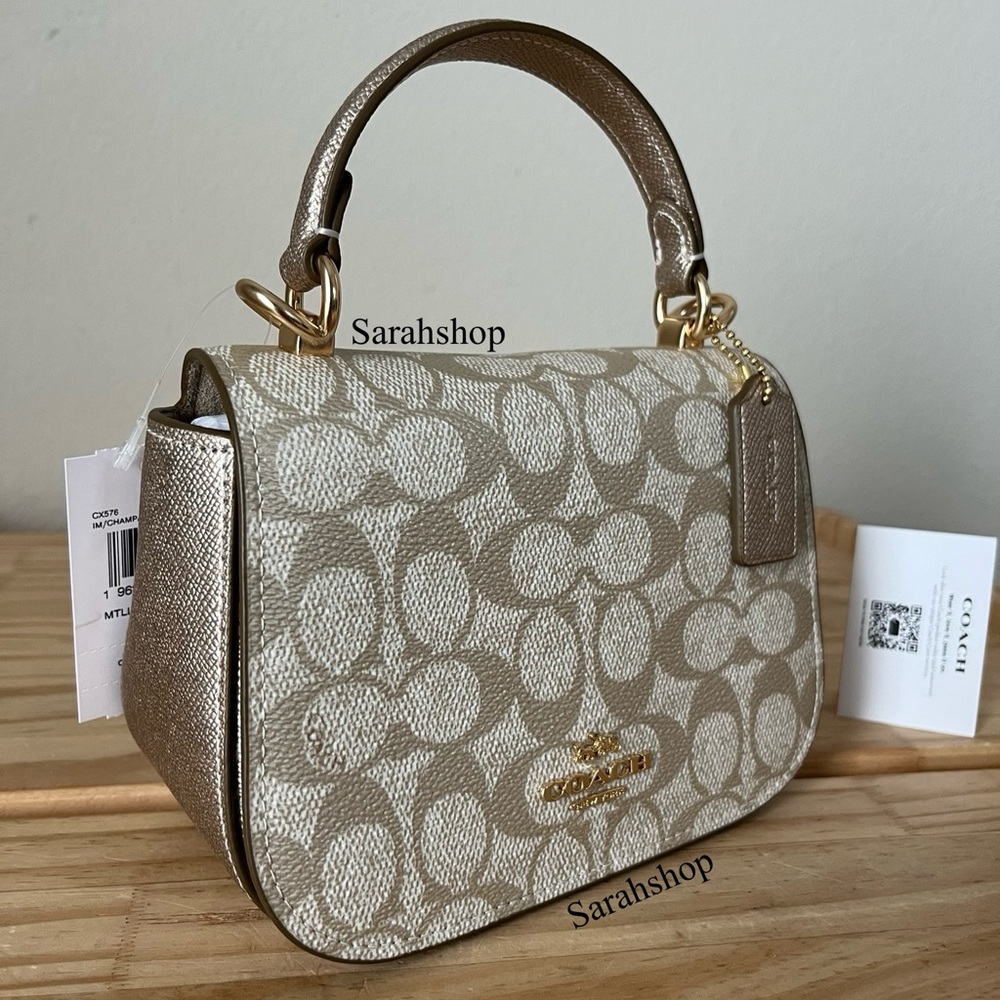 ✅Coach Lysa Top Handle Bag in Metallic Signature